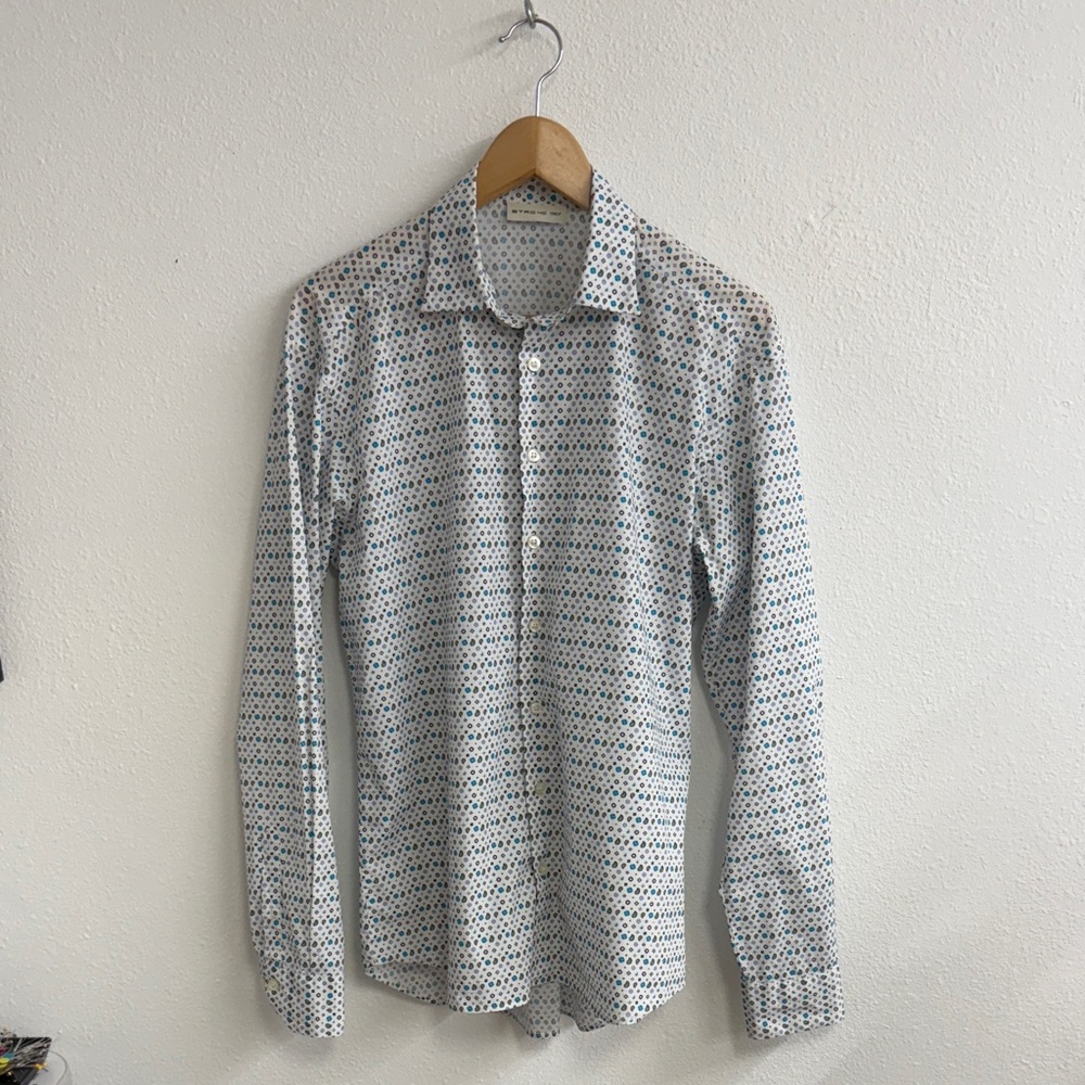 Etro White and Blue Patterned Shirt